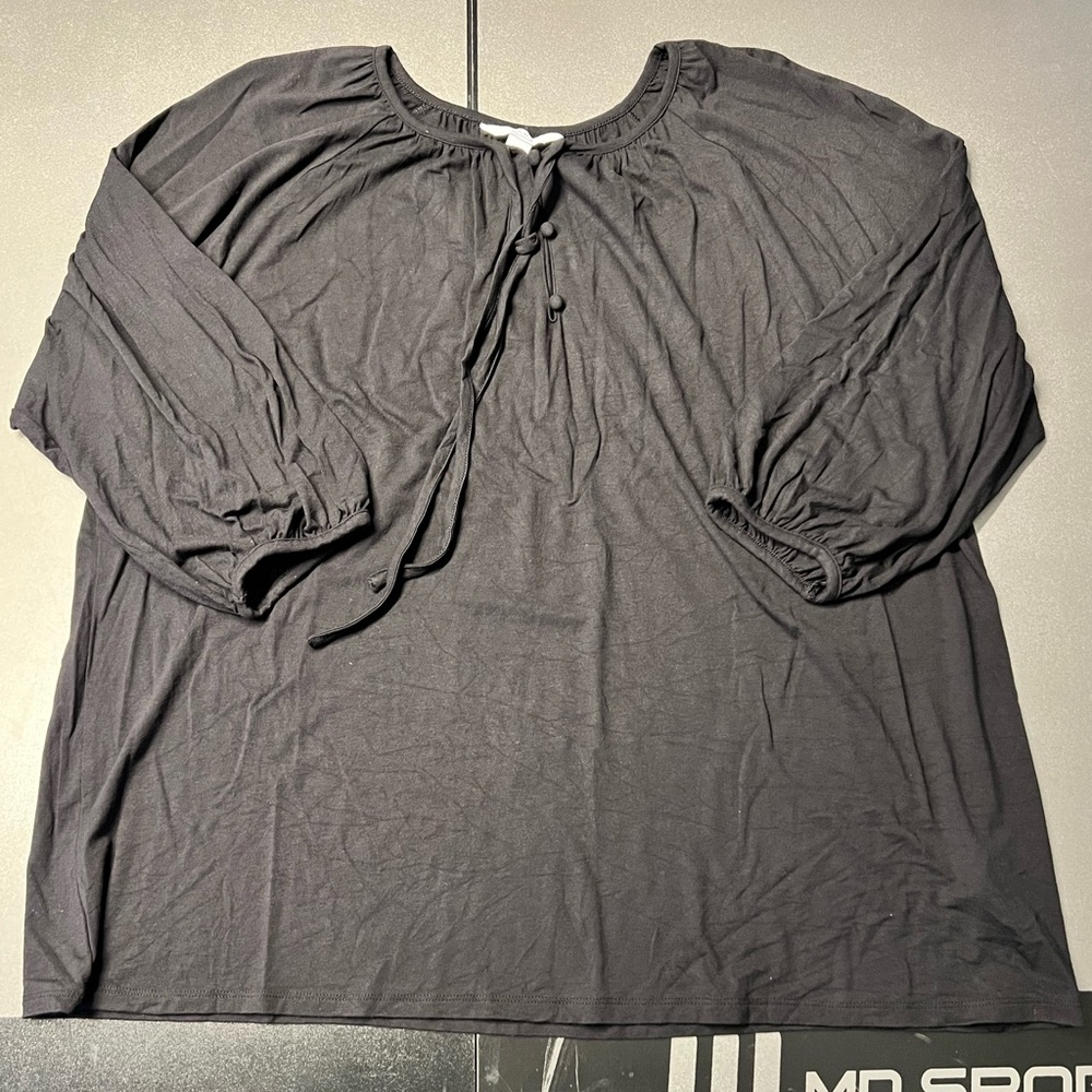 Croft & Barrow Plus Black Tunic Peasant Blouse Women’s 1X